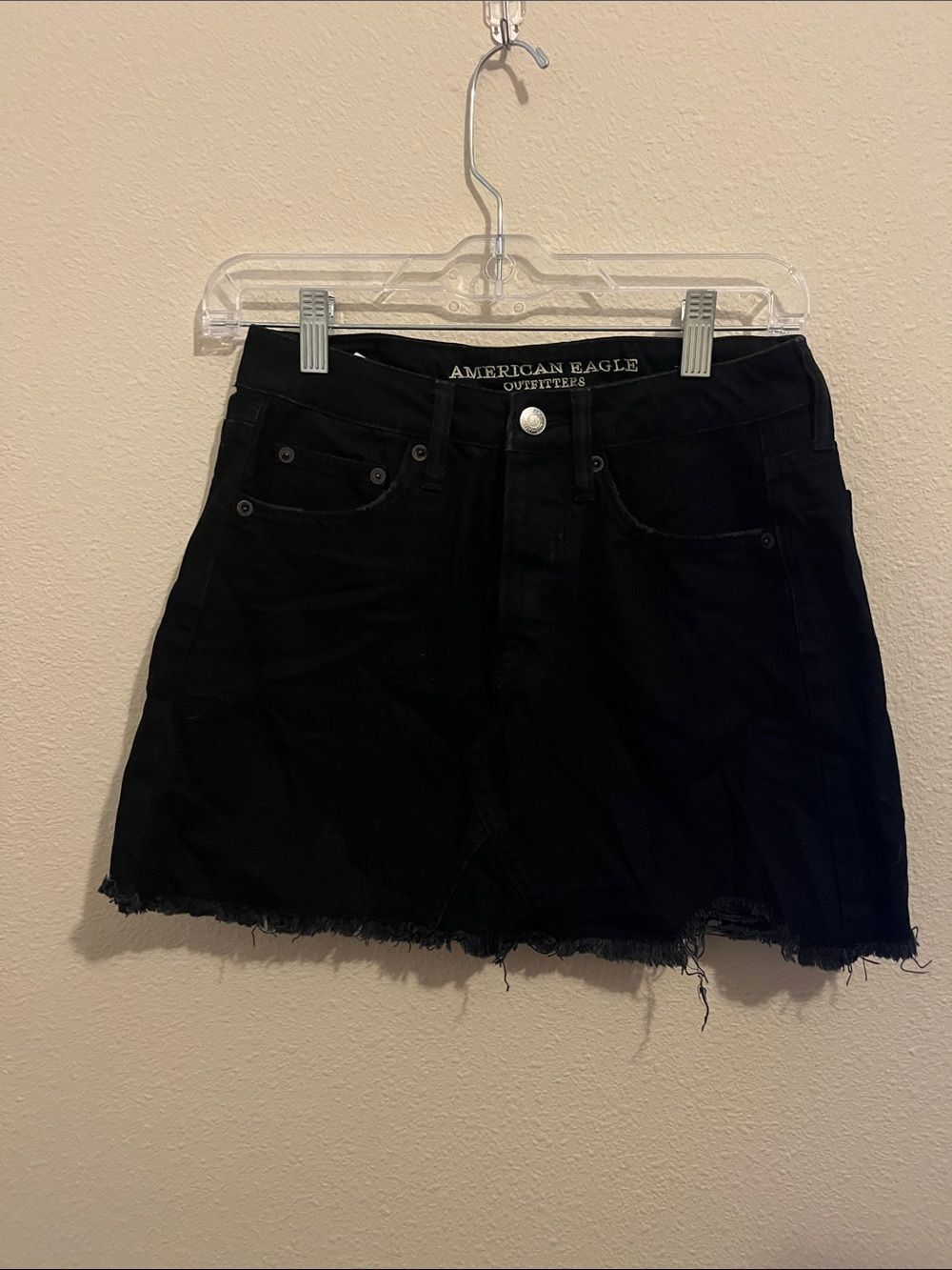 American Eagle Outfitters Black Distressed Mini Skirt